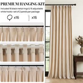 Beige Champagne Velvet Curtains 84 Inch: Pinch Pleated 2 Panels Luxury Living Room Darkening Thermal Insulated Drape with Hooks- Elegant Soundproof Noise Reducing Back Tab Window Curtain for Bedroom