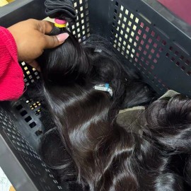 Cuticle Aligned Body Natural Wave Burmese Kinky Curly Straight Raw Indian Vietnamese Human Hair Extensions Bundlesstyle: 1 bundle Body wave, color: natural black, Stretched Length: 28"