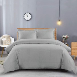 Heavy Soft 100% Cotton Flannel Duvet Covers, 3 Pieces Duvet Cover Set, Button Closer, Thick, Heavy and Ultra Soft Cotton Flannel, Gray, Full/Queen