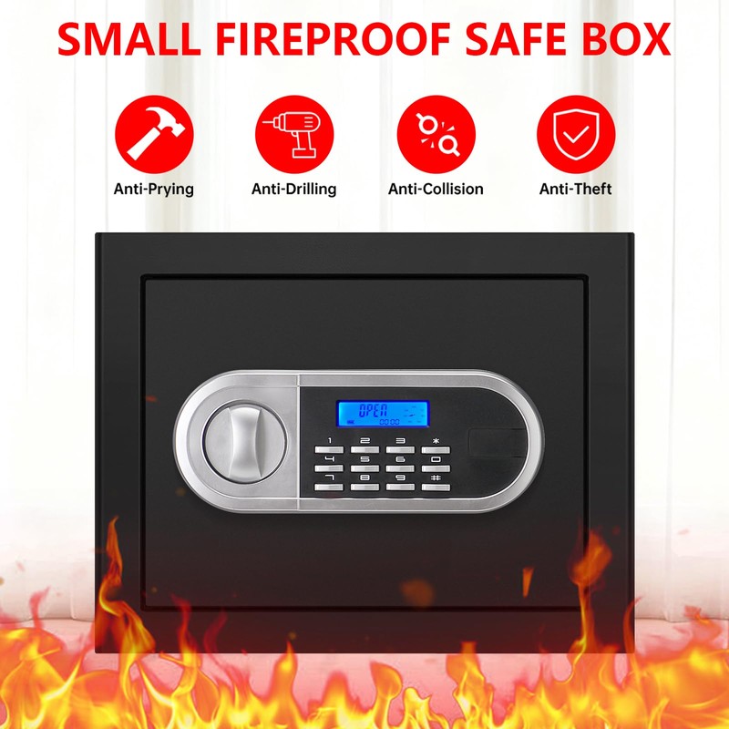 1.3 Cuft Small Fire Proof Safe for Home Documents, Anti-theft