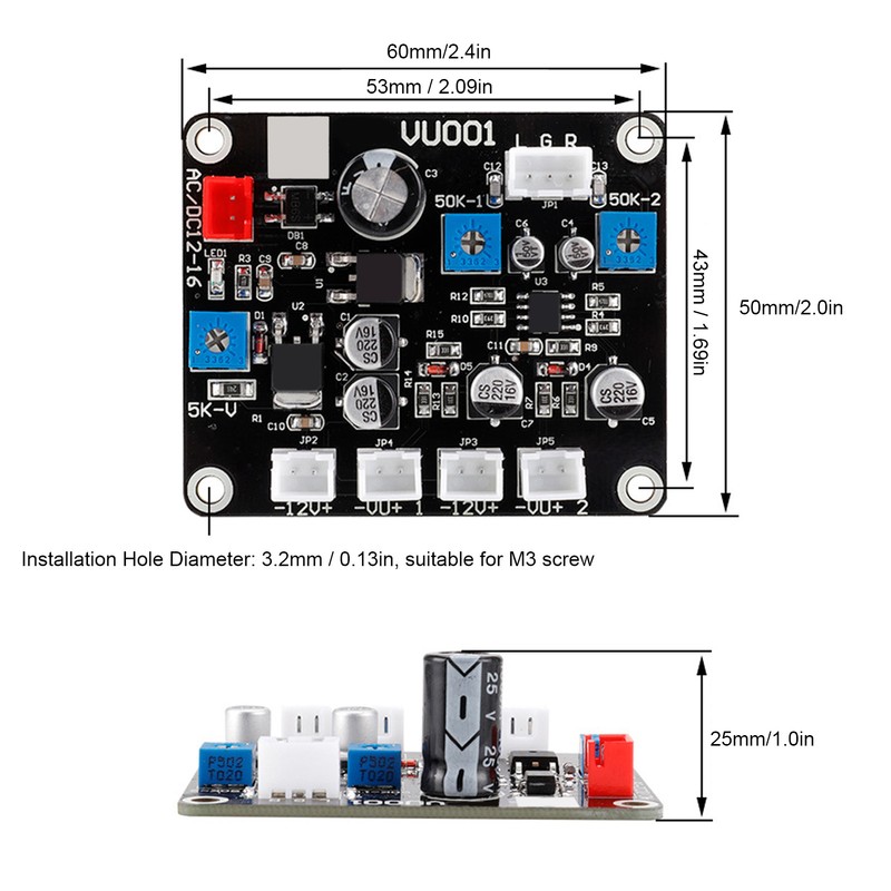 TS-DB35-Q 2PCS VU Meter with Driver Board DB Meter Sound