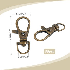 PH PandaHall 50 pcs Metal Lobster Claw Clasps Swivel Lanyards Trigger Snap Hooks Strap 35x13mm for Macrame Keychain, Key Rings, DIY Bags and Jewelry Findings, Antique Bronze