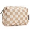 Narwey Small Checkered Makeup Bag for Purse Mini Cosmetic Bag