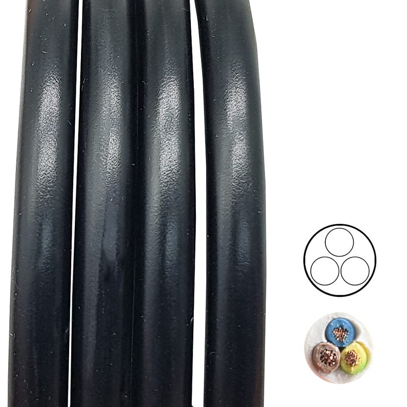 10 m cable, black, 3 x 1.5 mm², flexible, H05VV-F