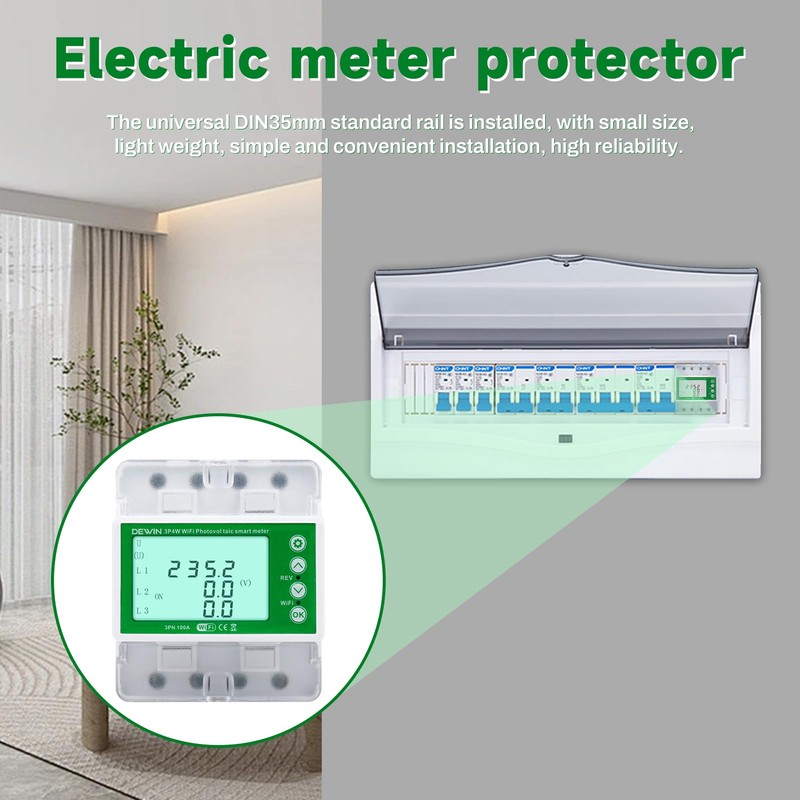 DewinLVD Tuya WiFi Intelligent Two-Direction Meter with Over- and Under-Voltage
