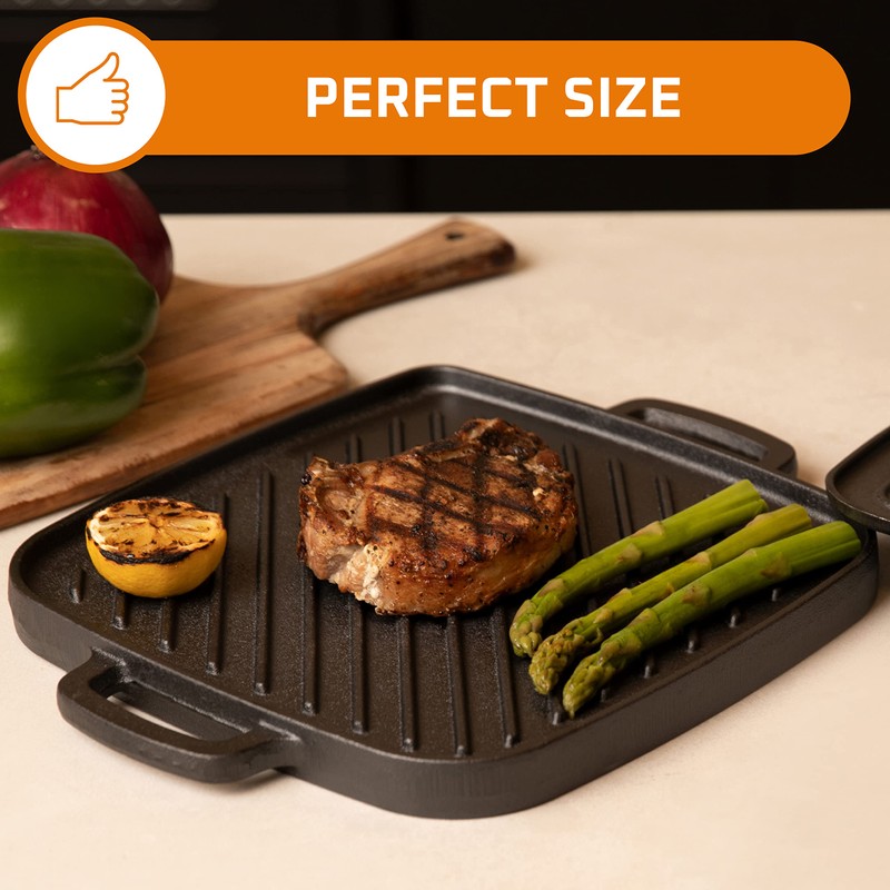 Bruntmor 2-in-1 Pre-Seasoned Cast Iron Reversible Griddle Grill Pan with