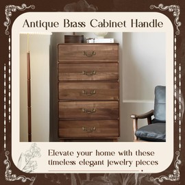 CcHhyyt Pack of 2 Vintage Brass Handles, Antique Cabinet Handle, Brass Handle for Kitchen Cupboard, Drawer, Chest of Drawers, Vintage Hardware Retro Handles Made of Pure Brass Metal Furniture Handle