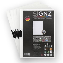 SIGNZ Clamp Binder DIN A4, Pack of 5, White, for up to 30 Sheets, CO2-Neutral, Made in Germany