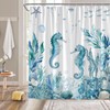 Coastal Seahorse Shower Curtain Nautical Fish Coral Seashell Starfish Beach