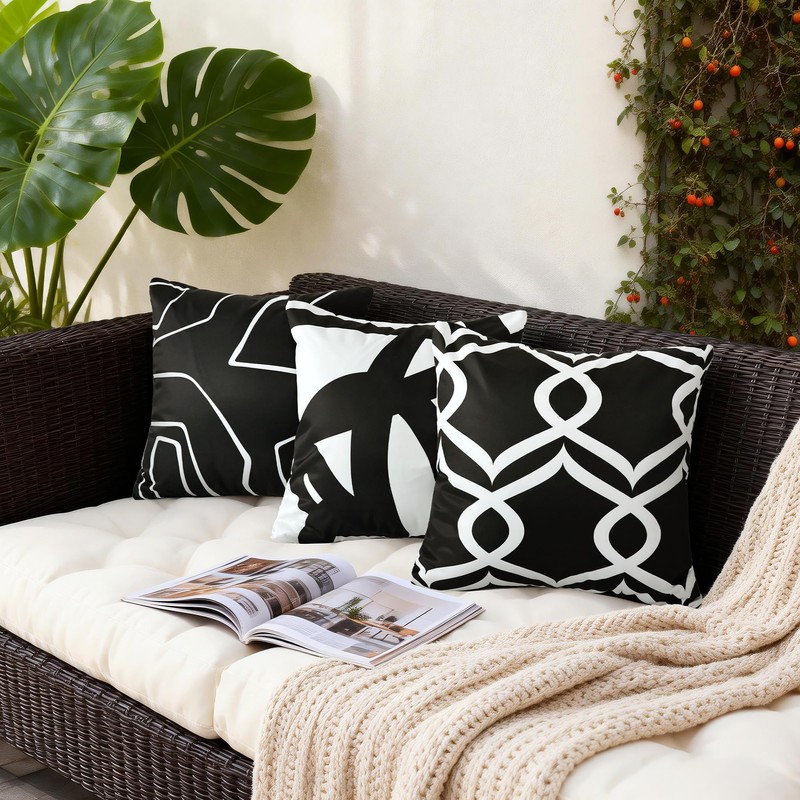 QoBexim Abstract Lines Outdoor Waterproof Pillow Covers 18x18 Inch, 2