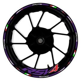 Awonderful Motorcycle Reflective Wheel Stripes kit, Vinyl Wheel Rim Stickers Compatible with Aprilia RSV4 1000 2009-2019 (Purple)