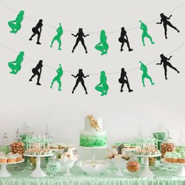 Cheereveal 2 Pack Twerk Garlands Green and Black for Girls Woman, Pole Dance Glitter Banner Decorations, Funny Stripper Theme Bachelorette Birthday Bridal Shower Engagement Party Supplies