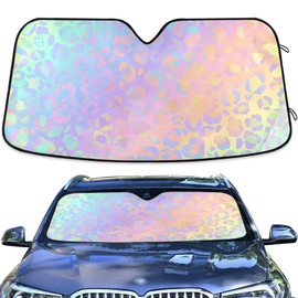 Holographic Leopard Rainbow Windshield Sunshade Car Sun Shade Protector for Small Car SUV Front Window