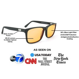 Dr. S Blue Light Blocking Computer Glasses, Sunglasses, 99% Blue Filter Reduce Eyestrain Designed by an Eye Doctor (Large Square)