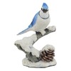 4.75" Blue Jay Bird on Snowy Branch Decorative Figurine, Multicolor