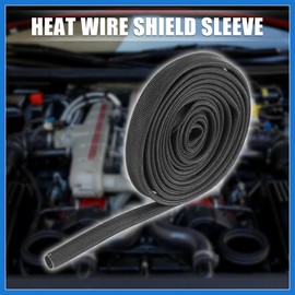 VekAuto Fiberglass Heat Wire Shield Sleeve Heat High Temp Shield Adjustable Heat Shield 10ft 10mm 3/8" Black for Car Wire Protection Auto Accessories