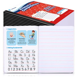 24 Pack Primary Composition Notebook,Grade K-2 Journal Wide 3 Line Ruled,80 Pages,Marble Cover,7-1/2" x 9-3/4" Primary Writing Notebook for Kindergarten Preschool,1st 2nd Grad (Red Color)