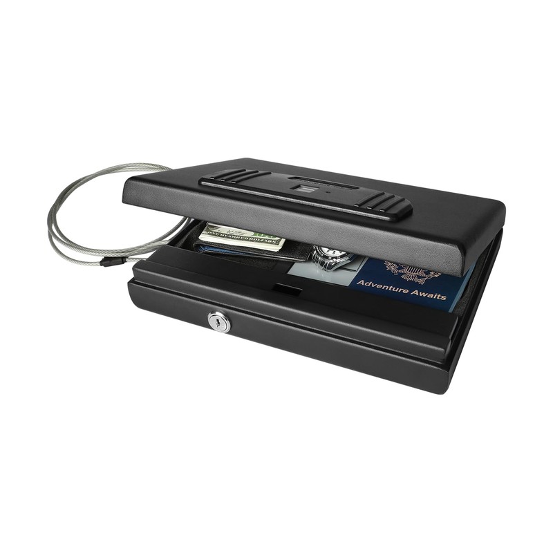 Fortress Compact Portable Safe with Biometric Lock, Black