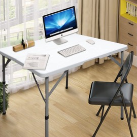 CAMP SOLUTIONS 34" Fold in Half Square Folding Table, Plastic Square Card Table, Game for Puzzles Crafting Fold in Half Camping Table Utility use for Indoor Outdoor Picnic Party