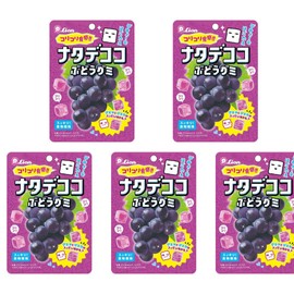 Japanese Grape Gummy Candy with Nata de Coco – 5 Pack (40g Each) – Chewy Fruit Gummies with Coconut Gel Cubes – Made in Japan