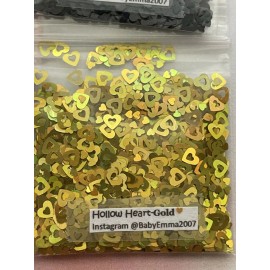 BabyEmma2007 V-Day Holo HEART Shape (Hollow Gold-Golden Love) Glitter-1tsp-4