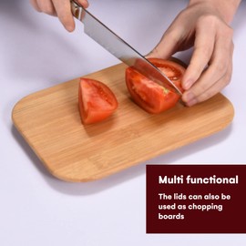 Vdomus Glass Food Storage Containers with Bamboo Lids (Pack of 4) - Stackable Meal Prep Container - Airtight Glass Food Containers - Microwave, Dishwasher Safe - Reusable Glass Lunchbox Pack - 36 Oz