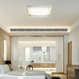 ONEGlobal MASLED 48W LED Square Ceiling Light with Crystal Lampshade | 4000K-Natural Daylight, Flush Mount, 4320 Lm, Upto 35m2 | Ideal for Bedroom, Living Room, Bathroom, Kitchen, Office