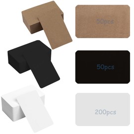 300 Sheets of Blank Index Cards, 9.0 x 5.3 cm, 3 Colours, Blank Paper Cards, It Can Be Used as DIY Business Card, Thank You Card, Price Tag, Message Stickers (200 White, 50 Black, 50 Brown)