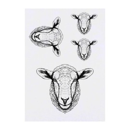 Azeeda 4 x 'Schafkopf' Temporäre Tattoos - Wasserfest, Hautfreundlich & Ungiftig · Transfers in Verschiedenen Größen (TO00073278)