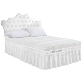 Wrap Around Bed Skirt 16" Inch Drop 100% MicrofibreFabric 1-Piece Bed Skirt Easy Fit Easy Care Fade & Wrinkle Resistant - King Size (78"X80"), White Color