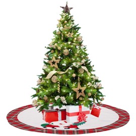 48 Inch Christmas Tree Skirt Decoration Xmas Large Tree Skirts Mat for Holiday Party Ornaments - 004