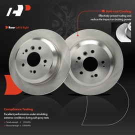 A-Premium 12.98 inch (329.8mm) Rear Solid Disc Brake Rotors Compatible with Select Honda Models - Pilot 2016-2022, Ridgeline 2017-2023, Passport 2019-2022, 2-PC Set