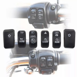 Trichtu Mount 6x Hand Control Black Switch Cap Kit For Harley 14+ XL 12-17 Dyna 11-15 Softail