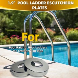 YUEERIO Thickened 316 Stainless Steel Pool Ladder Escutcheon Plates of 2 for 1.9 Inch Inground Pool and Spa Step Handrail Tubing