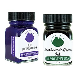Monteverde 60ml Core Fountain Pen Ink Bottle (30ml Blue Documental Ink Bottle G309DU, 30ml Monteverde Green Ink Bottle G309MG)