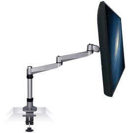 Mount-It! Premium Modular Monitor Desk Mount Arm Stand | Single Tilt Swivel Arm Fits 19 21.5 24 27 32 Inch Computer Screens with 75 100 VESA Patterns | C-Clamp and Grommet Bases | Silver