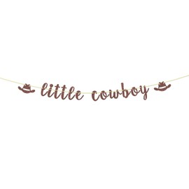 Lingtoolator Little Cowboy Banner - Western Cowboy Banner for Little Boy Birthday, Baby Shower / Gender Reveal / Boy Birthday Party Decorations