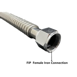 EZ-Fluid 24-Inch,1"FIP x 1" FIP x 24" Corrugated Flexible Stainless Steel Water Heater Connector Water Supply Line Full-Port For Female Iron Water Pipes Fitting,Water softener,Filter,Large Port (1Pc)