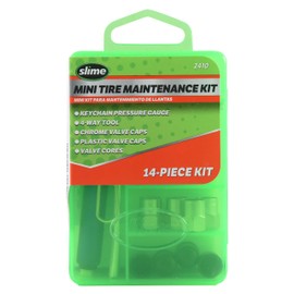Slime 2410 Mini Tire Maintenance Kit, Tire Care Essentials, Compact, 14-Piece Set, 3.5" L x 2.5" W x 0.875" D