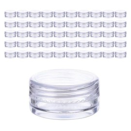 Roy Home Round Storage Organization Plastic Empty Bottle 5g 3 x 3 x 1.6 cm, Transparent, 50 Pieces / 로이홈 원형 수납 정리 플라스틱 공병 5g 3 x 3 x 1.6 cm, 투명, 50개