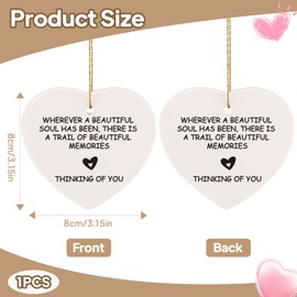 Ceramic Pendants Keepsake Bereavement Gifts Hanging Ornament Sympathy Gift - Thinking of You Wherever a Beautiful Soul Has Been There is a Trail of Beautiful Memories (Hearts)