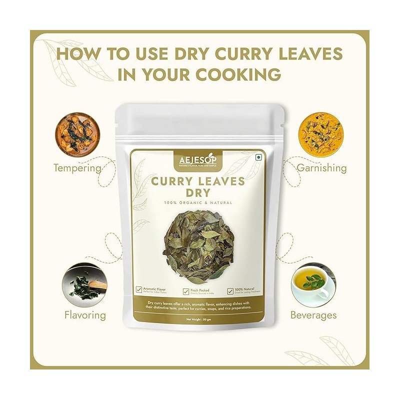 Aejesop Organic Dried Curry Leaves, 50g