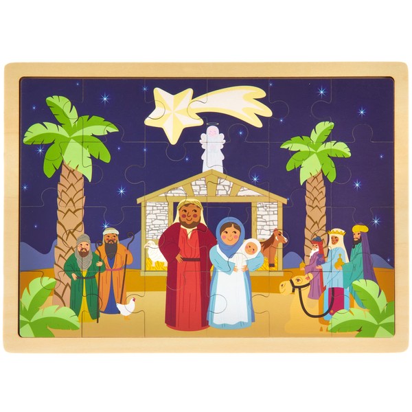 Imagination Generation Nativity Scene Puzzle Board | Wooden Puzzle | Christmas Bible Puzzle | Jigsaw Puzzle - 24 Pcs