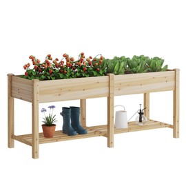 FILWH Raised Garden Bed with Legs Elevated Wooden Planter Box Stand Large Planter Stand Box for Fruits Vegetables Flowers with Divider with Bag - 72 * 24 * 30.5IN