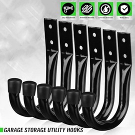 Snblzhef 6pcs Heavy Duty Garage Storage Hooks,Bike Hooks for Garage Wall,Utility Garage Hooks,Wall Mount J Hook for Hanging