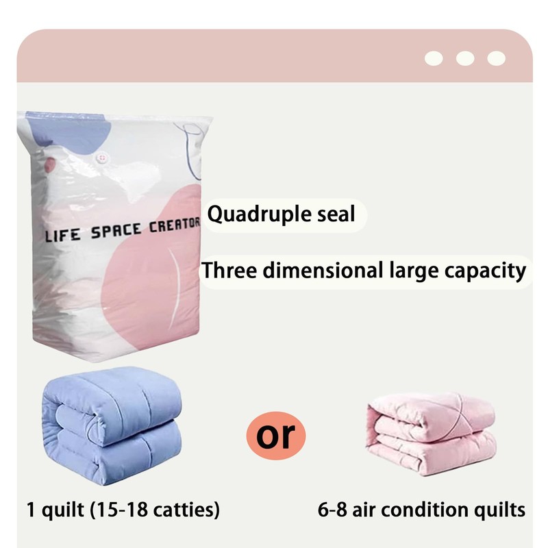 2PCS Large No Pump Vacuum Storage Bags,Press& Seal, No Pump