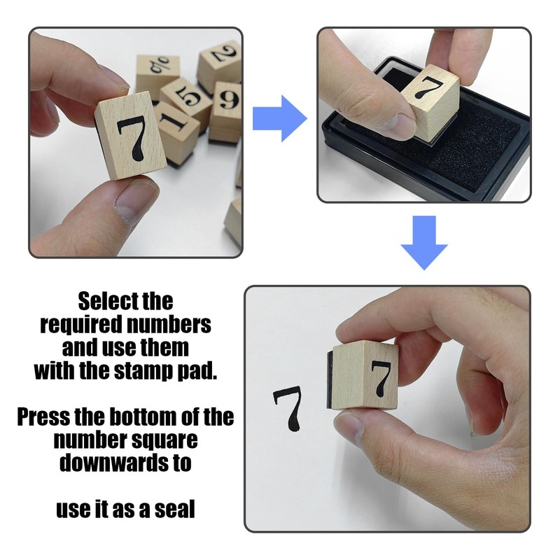HDGSAFD 12 Digital Stamps and 1 Ink Pad, Wooden Stamp,