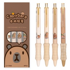 MOZXIRZ 4 Pcs Mechanical Pencils 0.5mm Cute Capybara Mechanical Pencil Kawaii Cartoon Pencils School Pencil for Kids Students Girls Women (4Pcs Capybara)