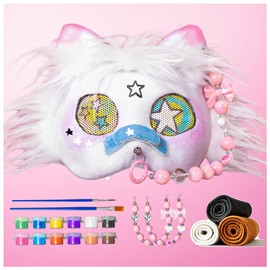 DRAWNCAT DIY Therian Mask Blank Cat Material Kit DIY Cat Mask Craft Kit - Cosplay Paper Masks with 4 Pre-Cut Masks, 8 Felt Sheets, Paint, Beads & Accessories - Creative Art Project for Women & Teens