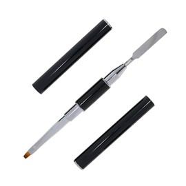 INLAQ® 2 in 1 Nail Brush & Spatula - Double Sided Tool for UV/LED Nail Gel, Polygel, Tips & Extensions - Stainless Steel & Synthetic Bristles